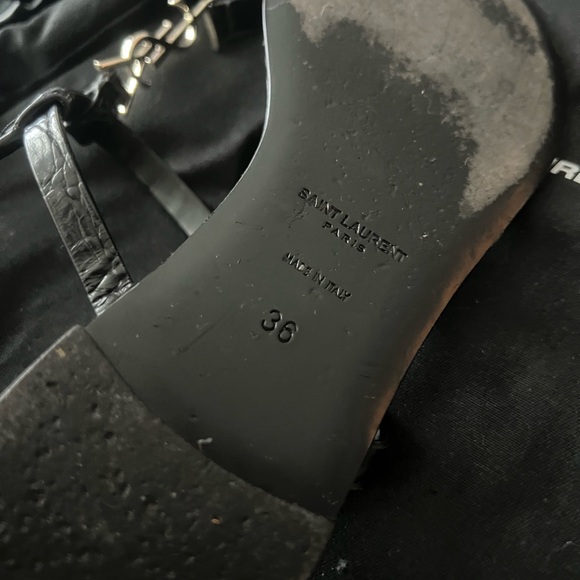 SAINT LAURENT (YSL) Cassandra Croc-Embossed Leather Slingback Thong Sandals - Picture 4 of 6
